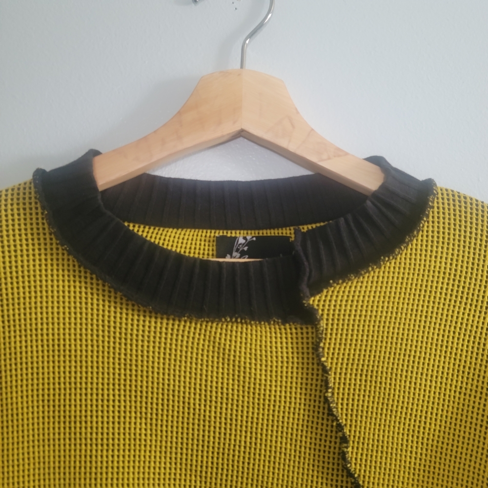 FENINI Patch Waffle Knit Reversed Seam Detail Sweater Size S Lagenlook Oversized - Picture 4 of 10